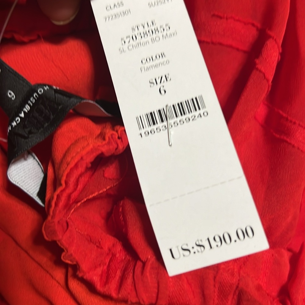 NEW $190 WHBM Red Slip Burnout Maxi Dress with Spaghetti Straps size 6 - Picture 11 of 14